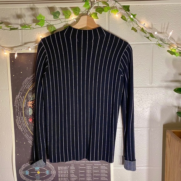 Striped ZARA Mock-neck Sweater Size Medium - Picture 2 of 3